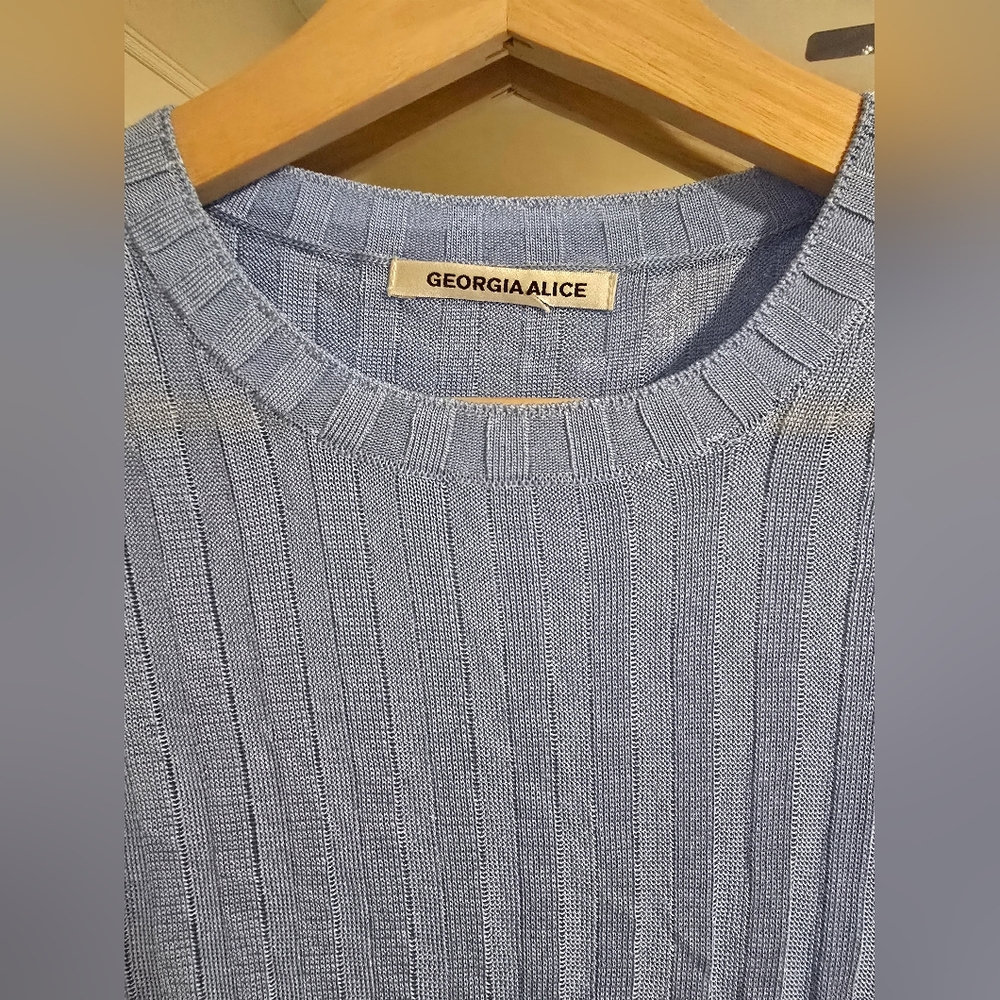 Georgia Alice Blue Ribbed Knit Top - Picture 7 of 14